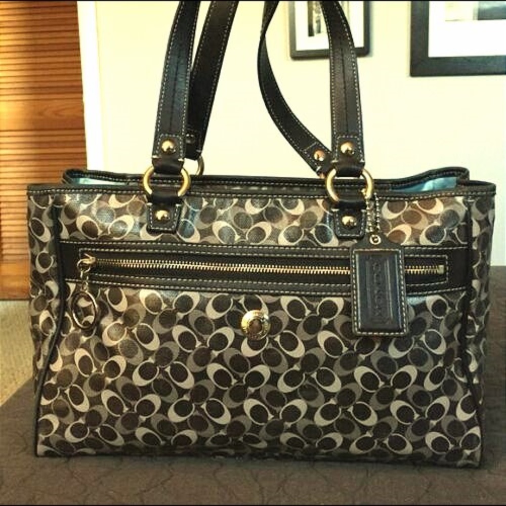 Coach Gray Coated Canvas and Leather Tote Bag